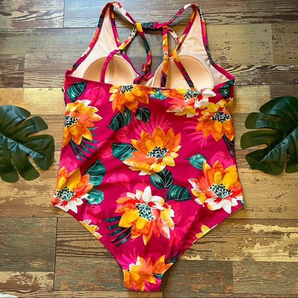 Kona Sol Swim Pink Floral Print One Piece Swimsuit Kona Sol Poshmark